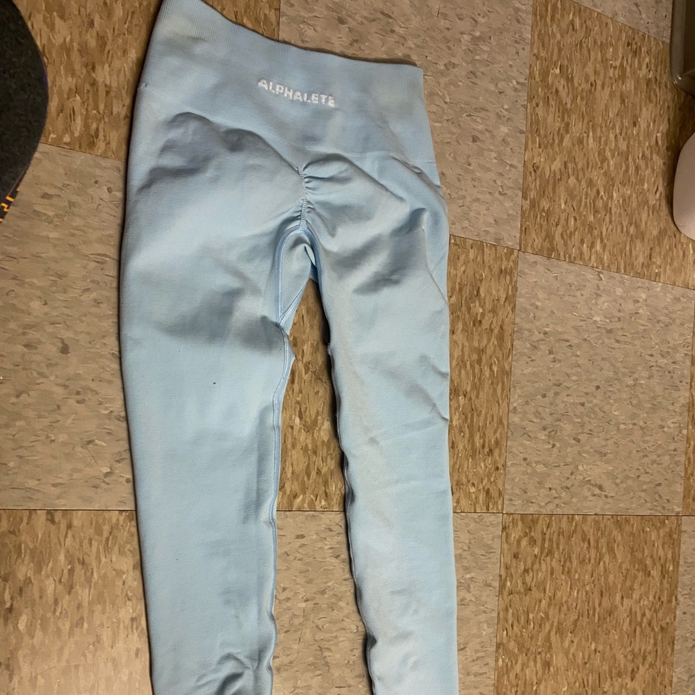 ALPHALETE AMPLIFY SKY BLUE LEGGINGS SIZE S
